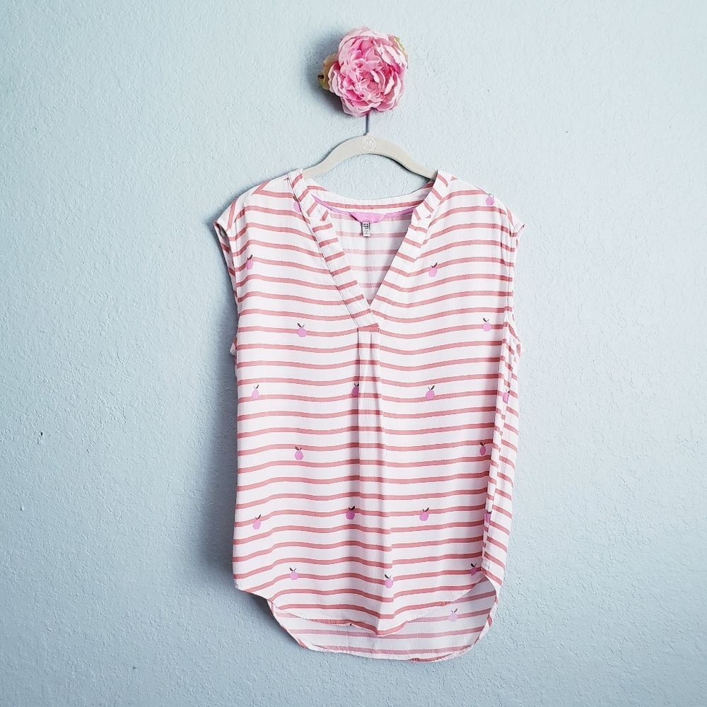 Joules Sleeveless Orange Striped Peach Blouse